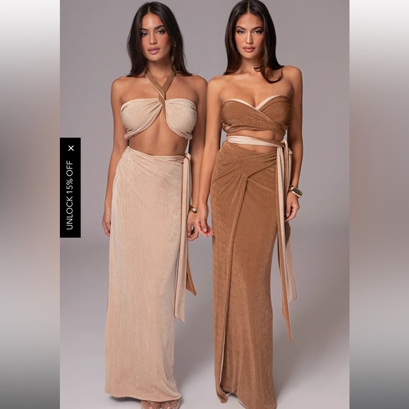 JLUXLABEL Tan and Brown Maxi Skirt SER - Picture 1 of 9